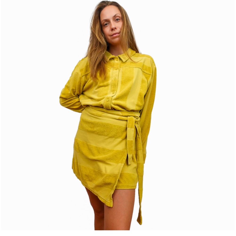 Free People Yellow Striped Swim Coverup